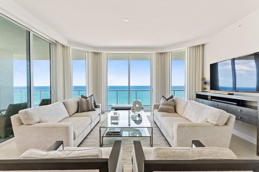 Oceanfront perfection. Boutique building w/ a private elevator that opens to unit's foyer. Endless views of the Atlantic from your expansive covered balcony. Offered fully furnished, unit has been professionally decorated & meticulously maintained. Italian porcelain tile throughout. Kitchen features high end Poggenpohl custom cabinetry, Miele appliances (including built-in coffee system), SubZero refrigerator, quartz countertop. Electric blinds in each room. Two parking spaces close to elevator. Pet friendly building. Superb amenities include an oceanfront pool & spa, outdoor grilling area, ample covered poolside seating, cabana service, wine bar w/ private storage, fitness center, staffed gate & lobby. Perfect unit for quiet oceanfront living and/or entertaining