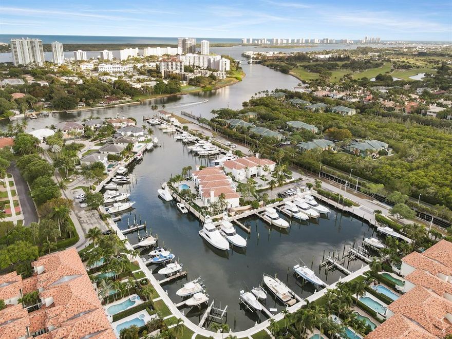 Waterfront with wide channel and views of the Intracoastal Waterway! Absolutely stunning, completely renovated with high-end finishes both inside and out 3 bed 3 1/2 bathroom Townhome with a 54 ft boat slip just steps away from your door located on the quaint ''three-sided island'' of Harbour Point with only 7 Townhomes and a community pool. Tastefully updated with Custom Cabinetry & Quartz Countertops in this exquisite chef's kitchen featuring Miele Refrigerator, Induction Cooktop, Exhaust Hood, separate Steam Oven and Conventional Oven, plumbed and built in Coffee Machine, built in Microwave and Everpure water filtration system. Enjoy entertaining your guests by your beautiful wet bar with a Subzero Wine Refrigerator and Ice Maker. Beautiful white oak flooring throughout the 2nd level