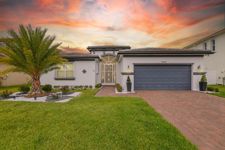 Live the Florida lifestyle in Copper Creek, a gated community with outstanding amenities. This well-designed home offers an open layout with a large great room and a bright kitchen with quartz countertops and a center island. The primary suite features tray ceilings and spacious walk-in closets. Tile floors enhance the main living areas, with wood flooring in all bedrooms. Enjoy outdoor living with a covered screened patio and a large 30' x 14' slab for entertaining. The home sits on one of the largest lots, overlooking a white-fenced yard. Accordion shutters on all openings allow for quick storm prep. Located within walking distance to the elementary school. Community features include a clubhouse, resort-style pool, fitness center, and more.