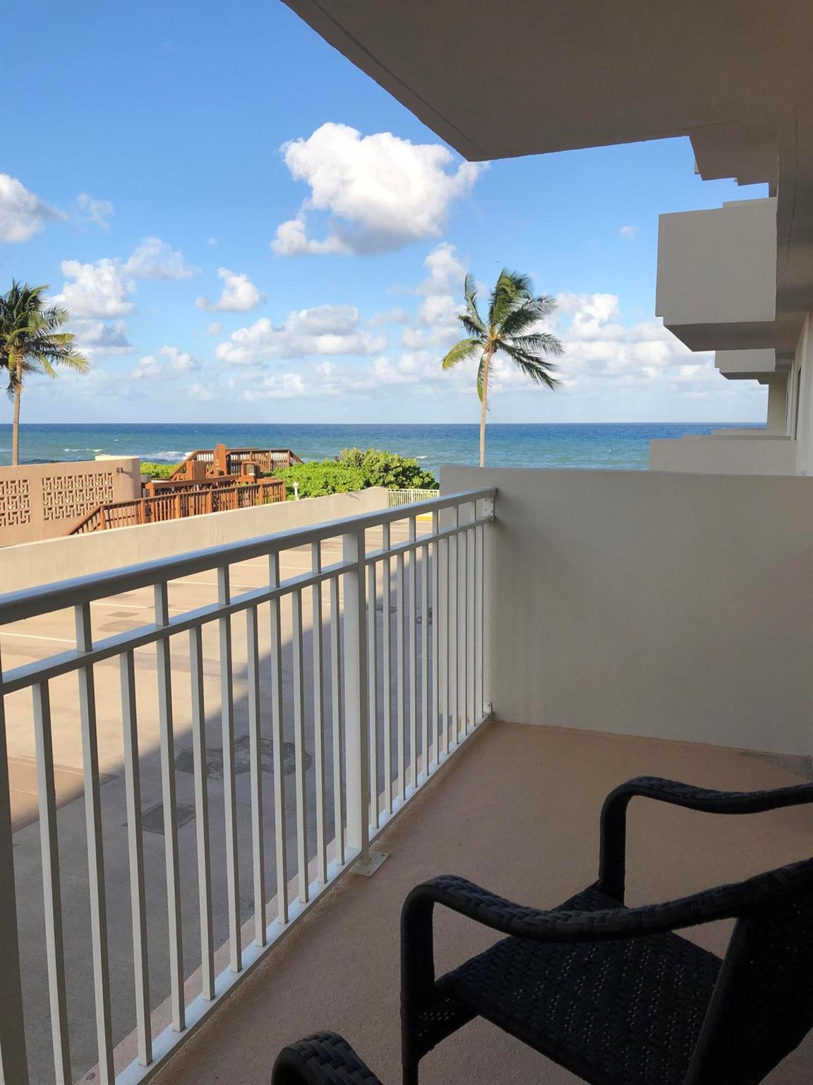 Embrace the season in this classic, coastal style 2 bedroom, 2 bath condo by the sea ..tastefully furnished with renovated bathrooms, all impact glass, private balcony & assigned, covered parking spot. Stretching 600 feet along direct Highland Beach front access, this boutique style building offers 24 hour security & manned gate, 2 community pools, social & card rooms, on-site management, a state of the art fitness center, reading room, billiards & plenty of guest parking. Ambassador East is a short drive to lively Mizner Park & trendy downtown Delray Beach, renowned restaurants, boutiques, cultural venues, shopping, accessible public golf courses and PB & FTL International airports. Come & enjoy all the ocean breeze, comfort & charm you desire.