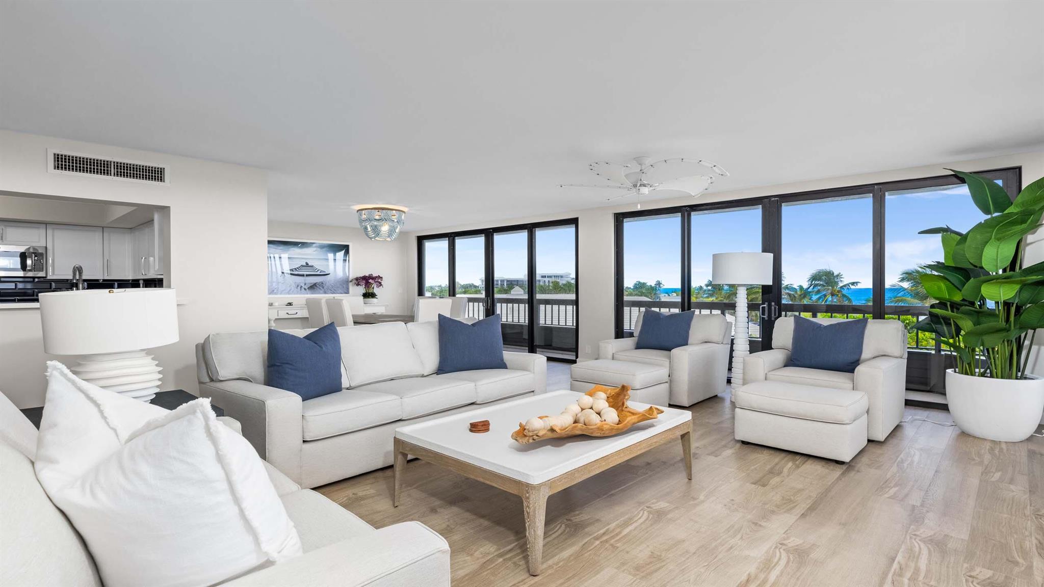 Experience luxury living in this premier oceanfront condo where breathtaking ocean views greet you from every angle. Available for season. offered fully furnished with stylish decor, the open-concept living area creates an inviting atmosphere. The unit features a spacious wrap-around balcony and two large bedrooms including a primary suite that boasts dual closets and an en-suite bathroom that feels like a private retreat. Enjoy resort-style amenities with heated pool and spa, and sauna for ultimate relaxation. Take advantage of the on-site pickleball and tennis courts. Ideally located a block south of Atlantic Avenue near the trendy shops and dining in Delray Beach, this condo is your perfect escape, blending luxury and leisure in one exquisite package. Your beachfront paradise awaits!