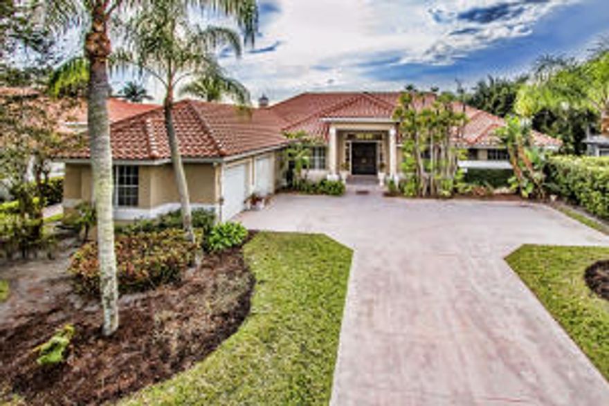 This magnificent home has one of the best lots in Ibis, spectacular panoramic lake and golf views on a quiet cul-de-sac. The sunsets are phenomenal ! Brand new roof, 4BR/3BA (or 3B#+Den/3BA) with over 3500 square feet of living space. There is marble flooring, neutral tones, column and exquisite crown molding accents. Plenty of inlays and architectural appeal throughout this unique home. A large living room with French doors and windows. Beautiful family room with custom shelving and a wood burning fireplace leading to spacious patio. Open kitchen features light cabinetry, granite, double ovens, counter seating and bright breakfast nook. Master suite has vaulted ceilings and double floor to window ceilings overlooking serene lake and golf vistas. Re-done master BA w/Jacuzzi and more.