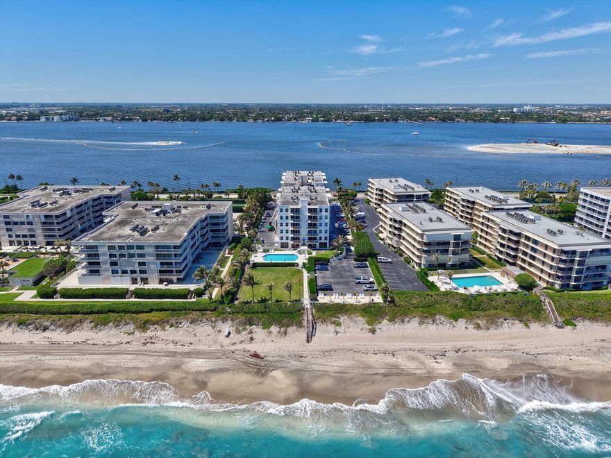 This oceanfront 2-bedroom, 2-bathroom condo is the perfect Palm Beach winter getaway! It is ready for you to renovate & add your personal style. Concrete restoration & renovations in progress with assessments fully paid. This 1st floor unit provides easy access to the heated pool, beach, community room & locker rooms. Enjoy the intracoastal view from your private balcony. A lovely lobby with glimpses into the new decor that will be coming soon to the rest of the building. Water, Cable, Wifi, his/hers saunas & a private storage locker included. Situated in the southern part of the island, it's near fabulous restaurants, shops, resorts, and the Lake Worth Pier. The condo is close to the airport and a short drive from downtown West Palm Beach & Delray Beach's theaters, nightlife, and more!