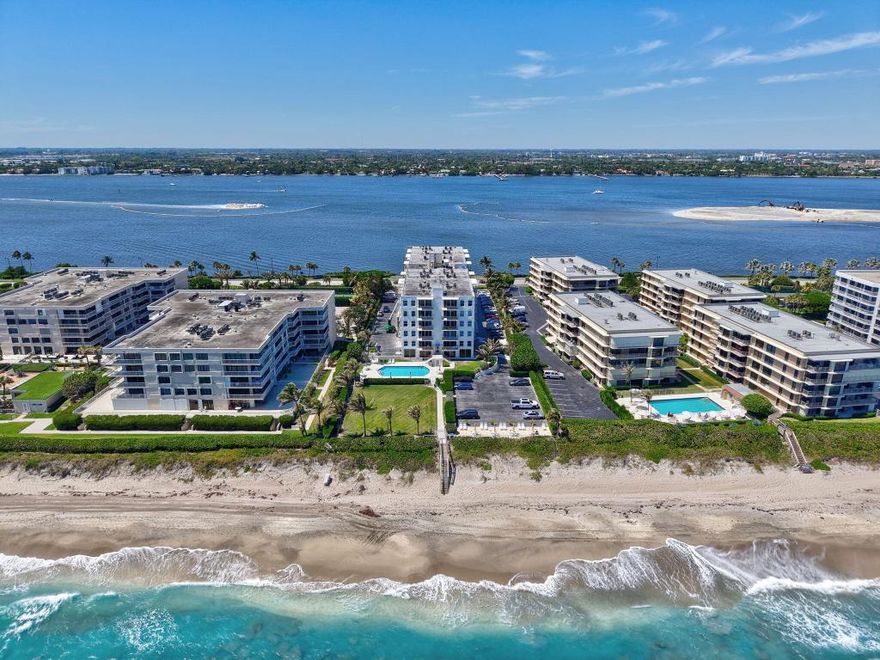 Are you looking for a reasonable oceanfront property? This 2-bedroom, 2-bathroom condo is ready for you to renovate & add your personal style! Concrete restoration is complete and fully paid for. This 1st floor unit provides easy access to the heated pool, beach, community room & locker rooms. Enjoy the intracoastal view from your private balcony. A lovely lobby with glimpses into the new décor that will be coming soon to the rest of the building. Water, Cable, Wifi, his/hers saunas & a private storage locker included. Situated in the southern part of the island, it's near fabulous restaurants, shops, resorts, and the Lake Worth Pier. The condo is close to the airport and a short drive from downtown West Palm Beach & Delray Beach's theaters, nightlife, and more!