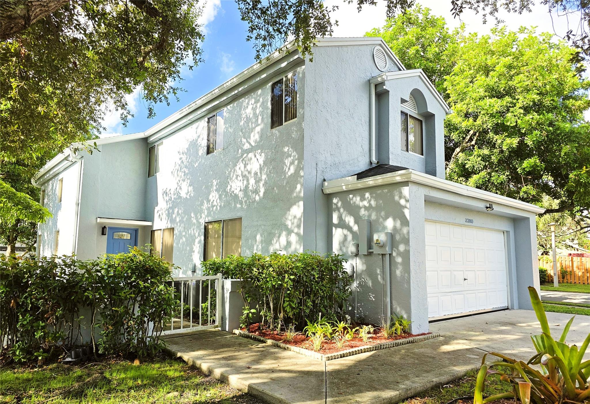 Updated 4BR/2.5BA home in gated Centura Parc. Freshly painted inside and out. Newer roof, A/C units, and water heater. Tile flooring on first floor, laminate upstairs. Open kitchen and living area with high ceilings and natural light. Kitchen features wood cabinets, granite countertops, and stainless steel appliances. Spacious primary suite with walk-in closet. Large fenced yard with fruit trees. Community offers clubhouse, 2 pools, tennis courts, gym, and more. Close to major highways, shopping, and restaurants.