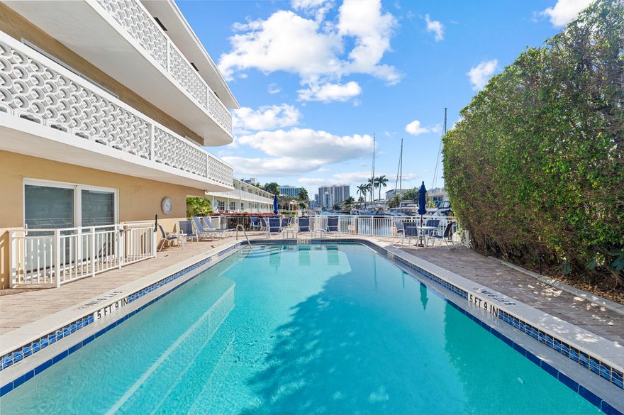 Freshly painted 1/1 rental with balcony in the heart of Coral Ridge, East Fort Lauderdale. Washer / dryer in close proximity to unit. Great Intracoastal community with a resort style pool. Secure building with a small private dock for fishing, launching a paddleboard or kayak. Located close to shopping, dining, entertainment, major highways and airports. Walk to the beach. Minimum credit score: 700.  All measurements approximate.