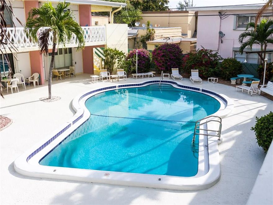 Rarely available 2 bed 2 bath unit in Lauderdale By-The-Sea, just minutes to the Beach, Shops and Restaurants.Small CO-OP building with crystal clean pool and tropical landscaping. Building is undergoing some exterior construction, will be freshly painted and ready for the high season 2017. Unit in original condition, with upgraded second bath room. Everything is well kept and clean.
