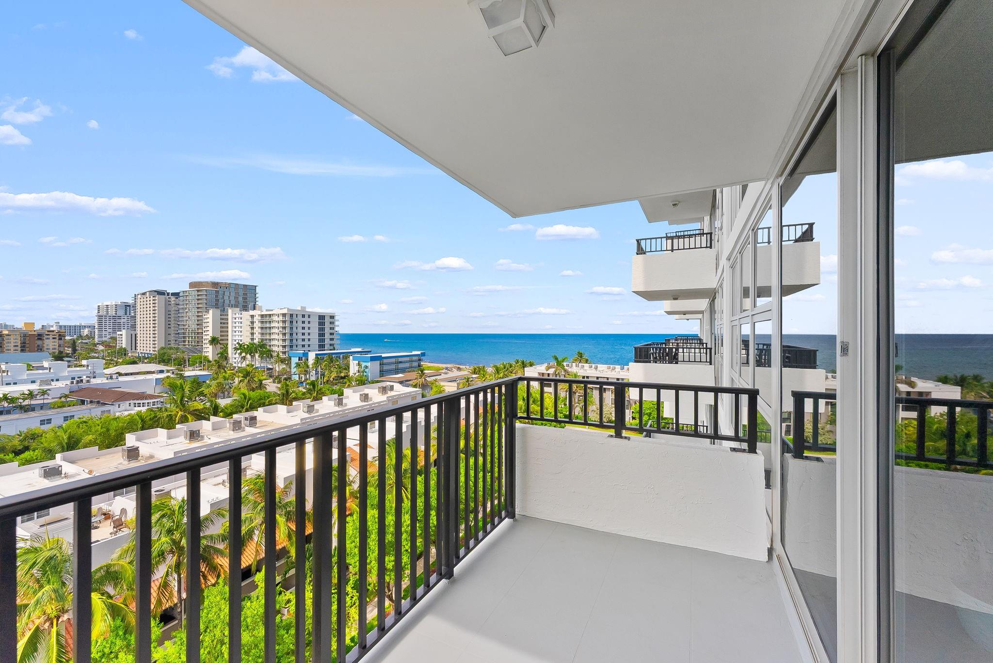 Peaceful, ocean views, secure entry + ample closet space throughout. This condo has everything you need. Kitchen is open + beautifully remodeled. Ocean views from your bedroom + family room. Just steps from the ocean via a private walkway just outside. Walk 5 minutes to arrive at the brand new Pompano Beach pier + beachfront restaurants such as Beach House, Oceanic + Lucky Fish. Baresco Mexican restaurant, Kilwin's ice cream + chocolate shop, Island water sports + How you Brewin? coffee shop within walking distance. Laundry next to unit. Owner ensured that there is enough closet space by building a custom, wood closet in the bedroom to please your pickiest buyers. Unit is being sold fully furnished. Amenities include a tennis/pickleball court, 2 pools, summer kitchens + a fitness center.