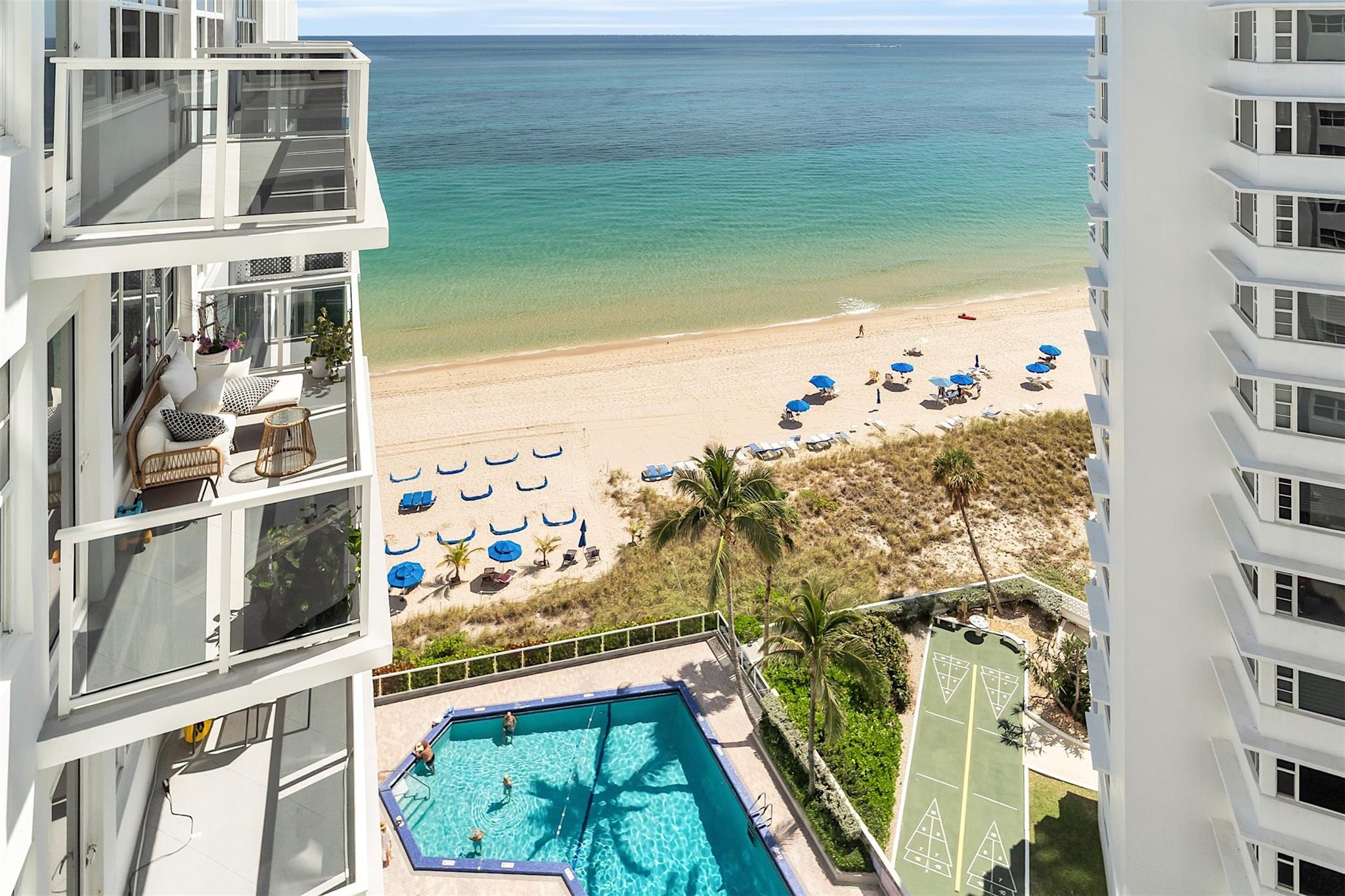 Experience the ultimate beachfront lifestyle in this spacious studio at the Royal Ambassador, located directly on the sand with breathtaking ocean views. This unit features wood laminate flooring, generous closet space, new blinds and a neutral palette, ready for you to furnish and make it your own! All major building renovations are completed, new elevators, fitness & business center and lobby. Resort-style amenities include a heated pool overlooking the ocean, Tiki hut & BBQ AREA. Convenient access to shopping & dining. Kayak storage, valet parking & laundry facilities too! Come home to the tropical sands of the Atlantic Ocean!