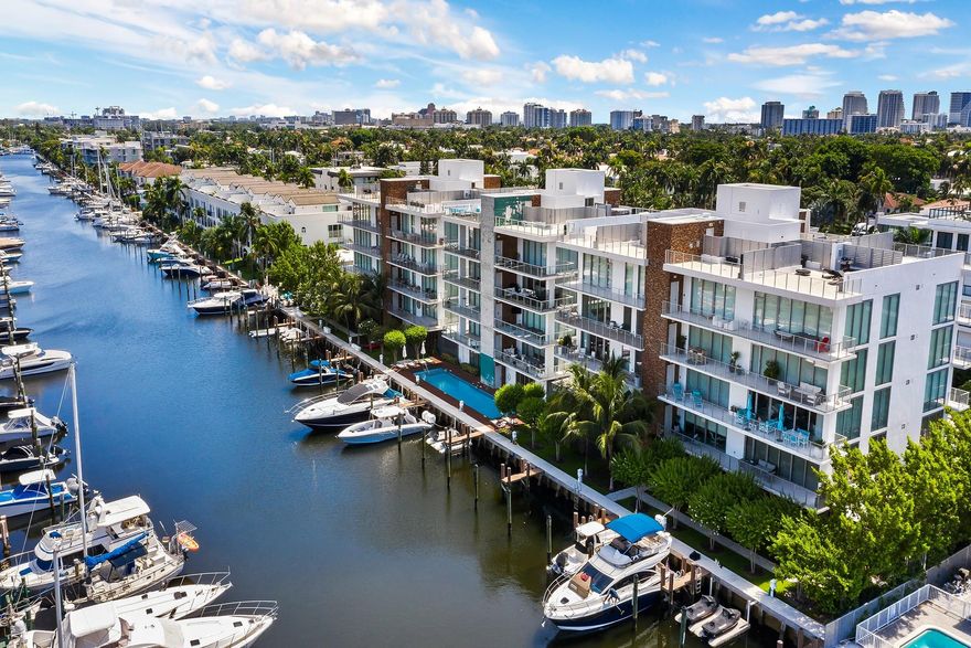 Luxury waterfront with ultra modern design offers breathtaking views. Unit includes a 50 ft boat slip and a private rooftop terrace with gorgeous downtown Fort Lauderdale views. Top of the line Kitchen features Wolf and Subzero appliances, a gas cooktop, quartz countertops and Italian cabinetry. Open floor plans with 10 ft ceiling and spacious living areas with marble floors on the entire condo. Floor to ceiling high impact windows with electric blinds, and a semi private elevator that opens to your private foyer. Unit has 3 bedrooms with custom built closets, and 3 baths.
This condo is designed for ultimate comfort and luxury. Condo is located within walking distance to the beach, restaurants and shopping, and few minutes to the airport, truly a boater's paradise.  Sq. Ft. from BCPA