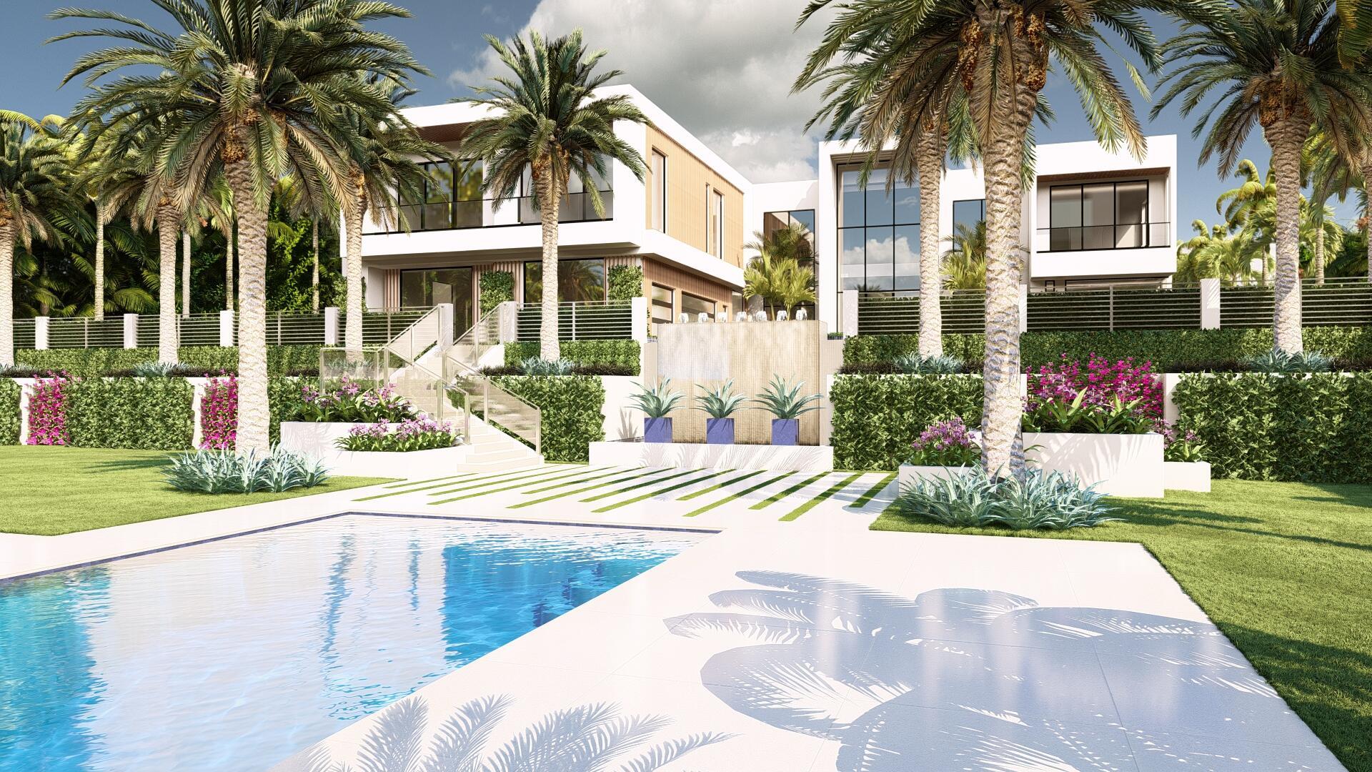 Welcome to 1140 S Ocean Blvd, the premier new construction waterfront opportunity in the exclusive enclave of Manalapan. This one of a kind, ocean-to-lake estate offers the epitome of luxury living with unparalleled modern design and contemporary sophistication along this prominent stretch of land. With 150 feet +/- of direct ocean frontage, the property boasts 23,000+ total SF, including a 19,000 SF main house with 9 bedrooms (with both an upstairs and downstairs primary suite), and a remarkable 4,000 SF guest house with 4 full bedrooms. This compound is currently being built by renowned developer and builder Joe Farrell of The Farrell Companies. This masterfully configured residence has the most stunning ocean and Intracoastal views at the highest elevation in Manalapan. This home will
