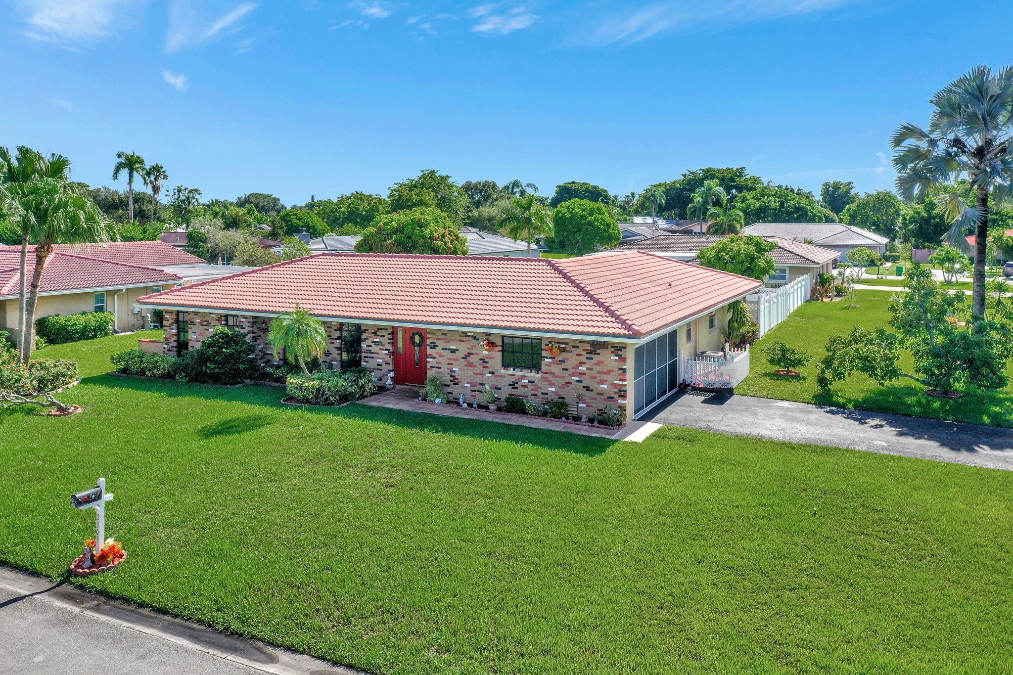 This beautiful 4/2.5 pool home is situated on an oversized corner lot w/ fully fenced backyard & fruit trees. The home features a nice open kitchen overlooking the pool & offers a seamless flow into the spacious family room & dining area. The split floor plan & additional living room creates the ideal layout for both everyday living & entertaining. The primary suite includes a walk-in closet & cabana bath w/ double sinks & a shower/tub combo. The guest cabana bath was completely renovated w/ modern finishes & an additional half bath for extra convenience. Recent updates include: AC(2023), water heater(2021), resurfaced pool(2021), Pool pump(2024), Dishwasher(2025), freshly painted interior & exterior(2025). This home is the perfect combination of comfort & functionality for today's buyer