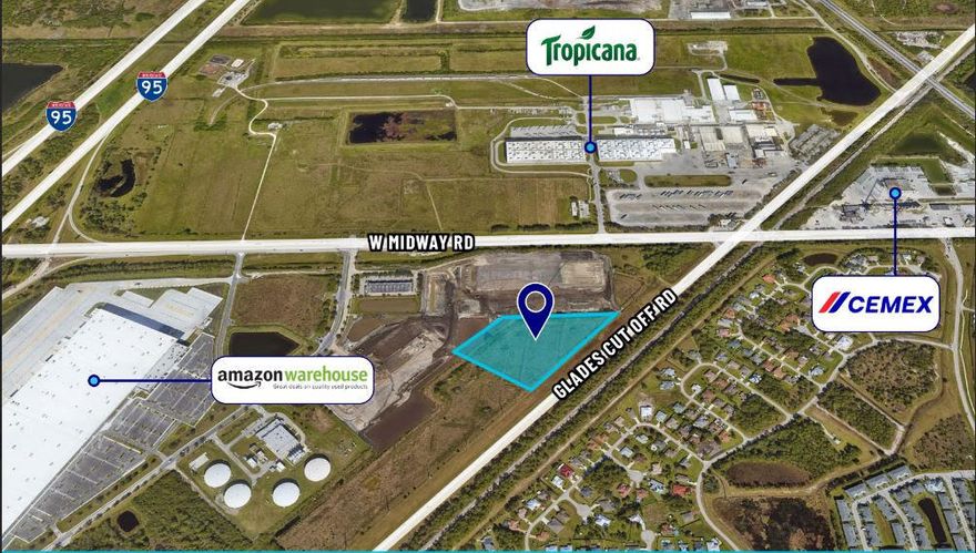This expansive 335,412 square foot parcel offers approved building permits & detailed architectural plans for 118,622 square feet of prime warehouse and office space, providing an unparalleled opportunity for rapid development with construction able to commence in just 3 to 4 months! Prime Industrial Land in Port St. Lucie - 7.7 Acres for $4,900,000! Don't miss this incredible opportunity to own 7.7 acres of industrial land in a high-demand location at the intersection of I-95 and Glades Cut-off Road in fast-growing Port St. Lucie. Surrounded by industrial buildings and residential developments, this property offers unmatched potential for businesses looking to capitalize on the area's booming growth. With its strategic positioning and access to a variety of attractions.