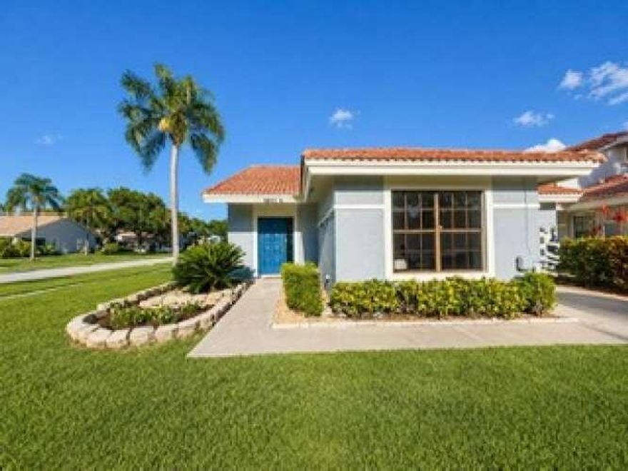 Welcome to this beautiful recently remodeled one story 2-bedroom, 2-bath villa located in the Country Fair community of Boynton Beach. This home features a bright and open floor plan with vaulted ceilings that enhance the sense of space and natural light. The spacious living and dining areas create an inviting atmosphere perfect for both everyday living and entertaining. The kitchen is thoughtfully updated with granite countertops, solid wood cabinetry, and ample prep and cabinet space, combining style and functionality. Throughout the home, you'll find plenty of closet space, providing exceptional storage and organization options. The bedrooms feature new Vinyl flooring for a clean, modern look and easy maintenance. The home also includes an in-unit laundry area for added convenience.  Step outside to enjoy the corner charming backyard space, which offers both open patio areas and screened-in portions — perfect for relaxing, entertaining, or enjoying Florida's beautiful weather year-round. This corner placement is a plus and only one block away from community amenities. Residents of this well-kept community benefit from beautifully landscaped grounds, gated entry, sidewalks, and amenities such as a sparkling pool and tennis courts. Ideally situated near nearby shops, grocery stores, restaurants, gyms, and daycares, this location makes daily living effortless. Located near local schools and surrounded by a welcoming, well-established neighborhood, this property offers comfort, convenience, and long-term value. Whether you're searching for a primary residence, seasonal retreat, or investment opportunity, this townhome delivers lifestyle and flexibility in one exceptional offering.