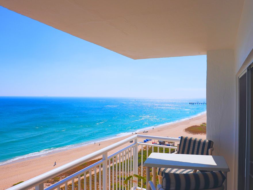 Breathtaking coastal residence with 180-degree views from the Hillsboro Lighthouse past the Pompano Pier. Impact windows and doors frame sweeping ocean vistas while beach tiki huts, BBQs, shuffleboard, and putting green create a resort-style lifestyle right on the sand. Enjoy a newly renovated lobby and mezzanine with social room and catering kitchen, indoor storage, car wash, and washer/dryer on each floor. Centrally located between two bridges, this pet-friendly community is within walking distance to waterfront restaurants, bars, the Intracoastal, and miles of paved paths, yet tucked away from public beach access.