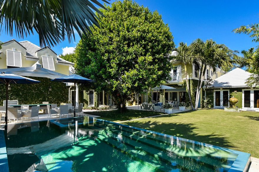 Traditional Bermuda style 4 BR, 4.2 BA home with a 1 BR garage apartment. Over 6,500 SqFt including dining room, living room, library, 2 wine cellars, covered loggia, new pool/jacuzzi and outdoor terrace.