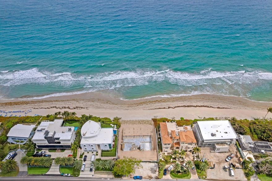 Bypass the standard 24-month DEP and FDOT permitting delay and begin vertical construction immediately on South Ocean Boulevard. This is the ultimate "Speed-to-Market" solution for a legacy 100-linear-foot direct Atlantic frontage estate. This asset is delivered fully de-risked with all complex coastal infrastructure already in place. The site is "out of the ground" with certified auger cast pilings, poured grade beams, and a secured lower-level slab. The purchase includes the fee-simple land, a full Benedict Bullock architectural package ($90M+ finished asset pedigree), and all active, transferable permits (Town of Highland Beach, FDOT, and FL DEP/CCCL). Designed as a 3-story contemporary masterpiece, the plans feature 8,154 SF of air-conditioned living space 10,656 total SF - (see more) 5 bedrooms, 8.2 baths, an oceanfront pool with a waterfall feature, and an expansive 717 SF rooftop deck. Parking is optimized for 4-8 vehicles via an enclosed 4-car garage with lift options. Property is being sold as a construction-ready project. The most time-intensive engineering and approval phases are finished, allowing the purchaser to step directly into the vertical build-out. Included: Land, Approved Plans, Transferable Permits, and Completed Foundation/Grade Beams. | Vertical construction and all interior/exterior finishes are the responsibility of the buyer.