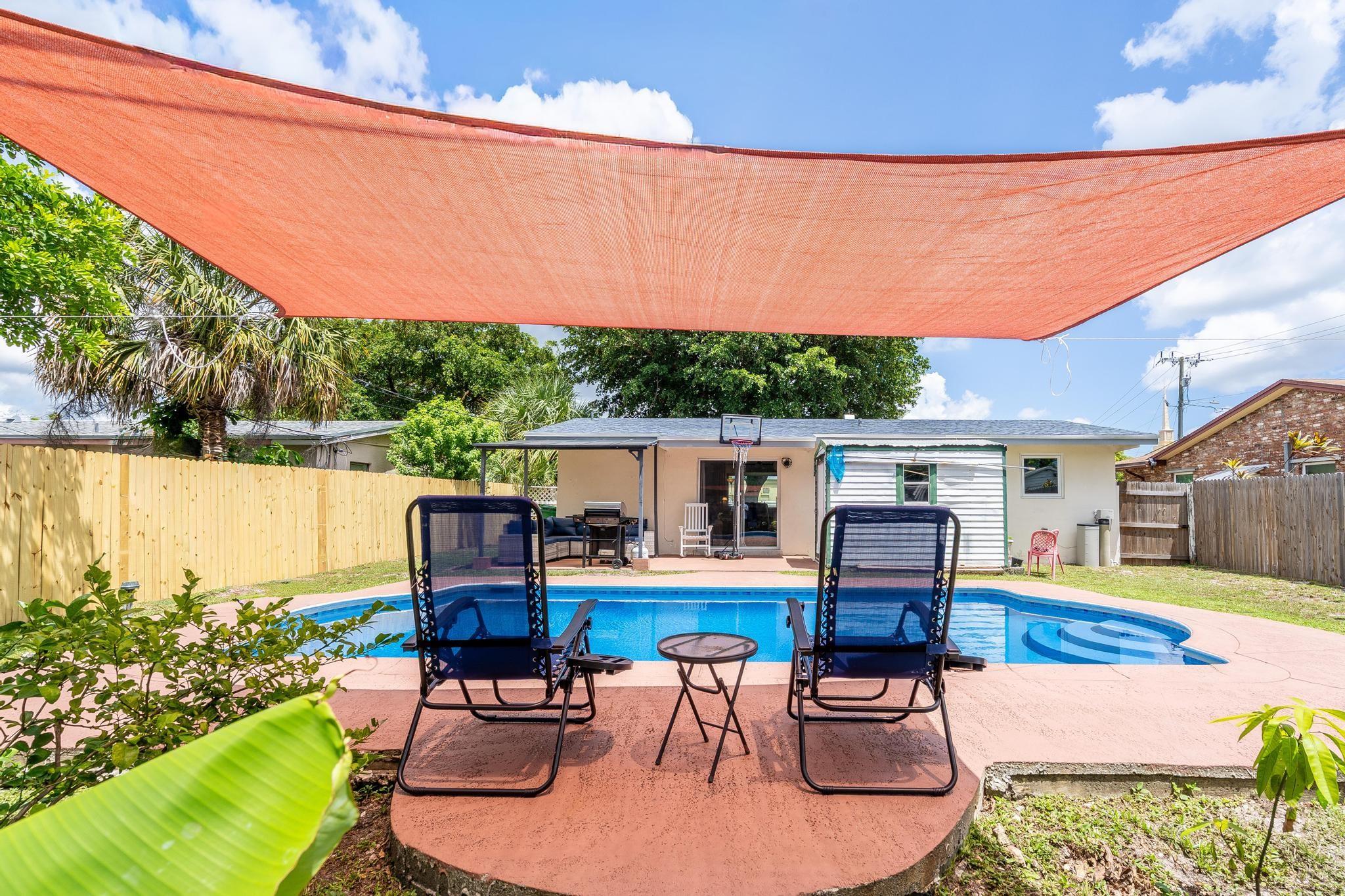 Inviting 2-Bed/1-Bath, Private, Single with a Sparkling Inground Pool! Move-in ready and checks all the boxes: New Roof, Impact Windows and Glass Door, New Flooring, Newly Renovated Bathroom, Open Kitchen with SS Appliances, Upgraded Electric, HVAC 2020, New Marzite Bright Blue/Turquoise Finishing for the In-ground Pool, Drinking Water Softener/Filtration System, Freshly Painted Interior, Utility/Laundry plus Outside Shed. The Home is Immaculate and thoughtfully Renovated with Added Value. The Huge Back Yard is fenced with a 24 X 12' In-Ground Pool, and a 34 X 37' Patio Area. Perfect for Entertaining and Grilling on sunny days and cool, moonlit evenings. Located in the cennter of Miramar, just minutes from Highways, Shopping and Convenience. The Perfect home with endless Charm and Privacy.