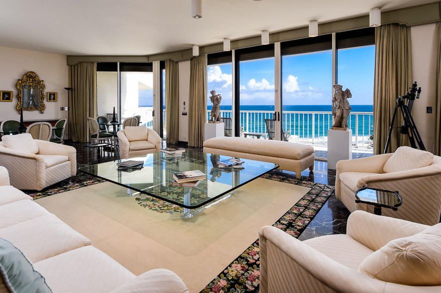 Live your lifestyle in this spacious 3 bedroom, 3.5 bathroom plus den Penthouse with sweeping ocean and intracoastal views at the prestigious 2770 building. Expansive balconies, high ceilings, and great scale throughout. Private elevator, poolside cabana, 2 garage spaces, storage, gym and 24 hr security. A buying opportunity!