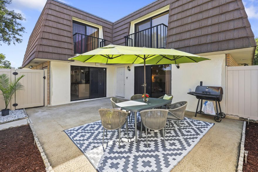 Charming 2-bedroom townhouse with both bedrooms featuring private en-suite baths. Enjoy sliding glass doors & a large private courtyard perfect for relaxing outdoors. Updates include brand new refrigerator (2026), AC/Air Handler (2021), and roof (2021). Ideally located near shopping, dining, major hospitals, Palm Beach Outlets, The Ballpark of the Palm Beaches, PBI Airport, Downtown West Palm Beach, and beaches with easy access to I-95, Turnpike, Military Trail, and Okeechobee Blvd. Community amenities include multiple pools, tennis courts, racquetball, sand volleyball, parks, playgrounds, trails, picnic areas, and more.