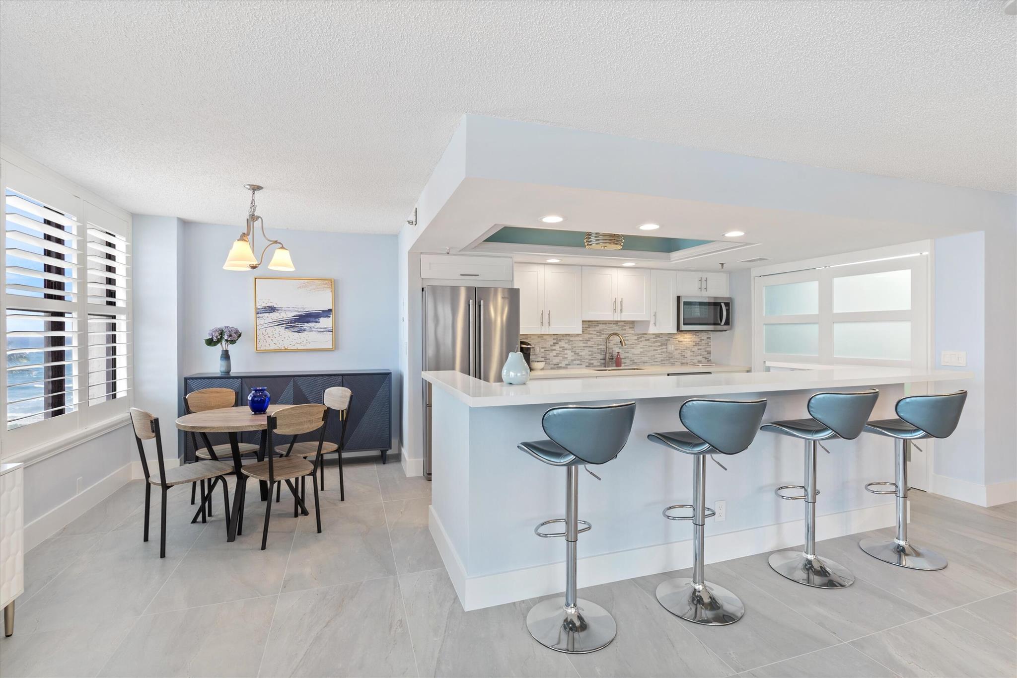 Beautiful, recently updated residence on the beach available for 4 month seasonal lease / 3 bedrooms and 2.5 baths. Available Jan 2, 2026. King size bed in primary bedroom, queen in 2nd bedroom. Full bed in 3rd bedroom with trundle. Watch the sun set from your balcony . This unit faces West, overlooking the pool area.