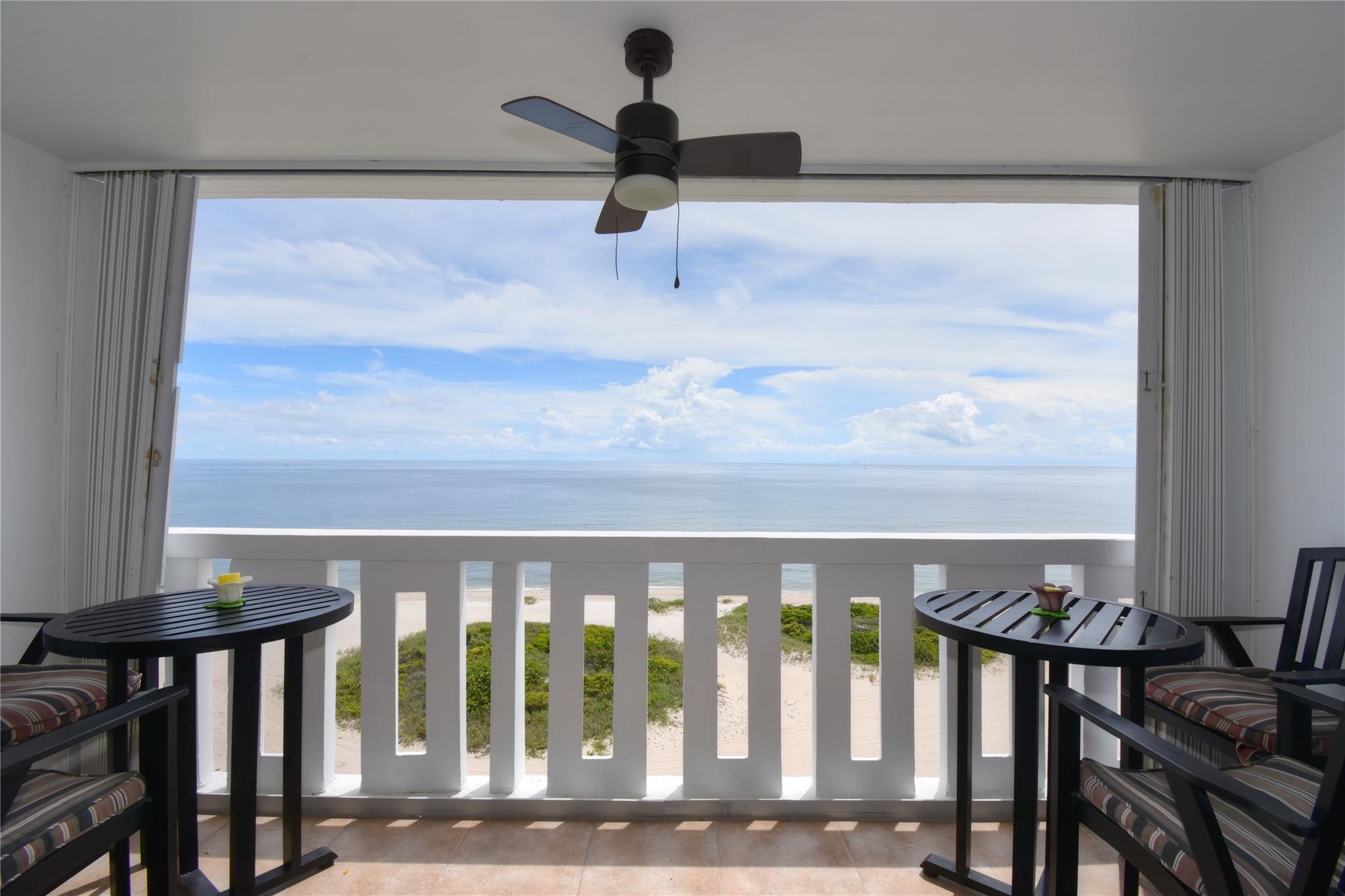 Stop. You have reached the end of your search for an amazing Seasonal Rental. Fabulous unobstructed views. Large 2/2 tastefully updated w/ excellent taste. Kitchen opened revealing a world of beautiful sun and surf. Some of the widest beaches in Florida. Great kitchen has custom wooden cabinets, beautiful granite, SS appliances & custom lighting. Spacious living area for entertaining. Balcony is generous enough to dine outside while viewing the lighthouse & the fishing pier. The decor is neutral. Large bedrooms & baths tastefully appointed. The location is premier. Pompano has had a huge redevelopment w/ wonderful additions featuring lighted walkways, pier, 11 new choices of dining, water taxi, golf, tennis & airports. Like living in a luxury resort, Garage pking. 24 hr. security.