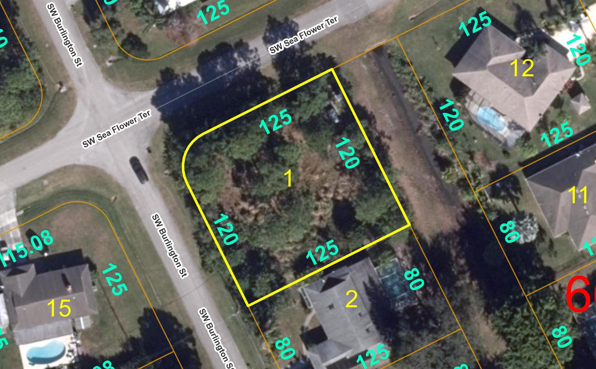Oversize corner lot. .34 Corner of Seaflower and Burlington. Close to everything.Drainage Canal on the back for added privacy.