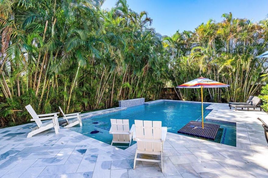 Rented through April 15th. $6,500 for off season! Welcome to this stunning, fully furnished turnkey rental designed for luxurious South Florida living. The brand-new saltwater heated pool features a sanded marble deck, lush tropical landscaping, an in-pool table that seats 8, a sun shelf for lounging, and an outdoor TV—perfect for entertaining or relaxing. Inside, you'll find a beautifully updated, modern interior with thoughtful touches, including bathrooms featuring backlit mirrors, built-in Bluetooth speaks, open concept living along with an outlet to charge EVs in the garage. The circular driveway provides ample parking, including space for a boat/jet skis, making it ideal for water enthusiasts. The home is conveniently located just 3 blocks from the boat ramp at Harvey E Oyer Jr Park, directly across from the Boynton Beach Inlet. Enjoy the best of South Florida living with this home's proximity from the beach (10 minutes) and downtown Delray, (15 minutes) where you'll find fantastic dining, shopping and entertainment.
Whether you're looking for a short-term getaway or a longer stay, this home offers comfort, style, and an unbeatable location!