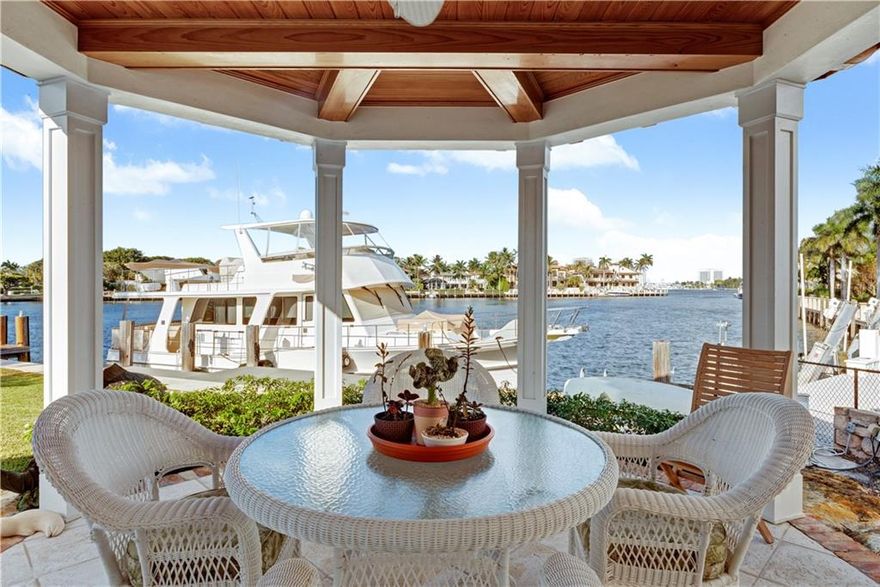 S. Florida living at its finest, inspired by wide waterway views out to the Intracoastal. Ideal for boating with deep waterfront & mins. to the inlet. Outdoor living under an open loggia complete with a full summer kitchen, fireplace & seating areas over looking the pool, large yard & daily parade of boats. Designed for entertaining with an updated culinary kitchen that opens to a large breakfast area, family room & wet bar. The formal living & dining room is ideal for intimate gatherings. The large master suite boasts 2 balconies with expansive waterway views, a fireplace, 2 seating areas, a large walk-in closet & spacious bathroom. Full home generator & tremendous storage spaces. Harbor Beach offers guard house entries, patrolled streets, a private marina & beach club. Sq. ft. from IMAPP
