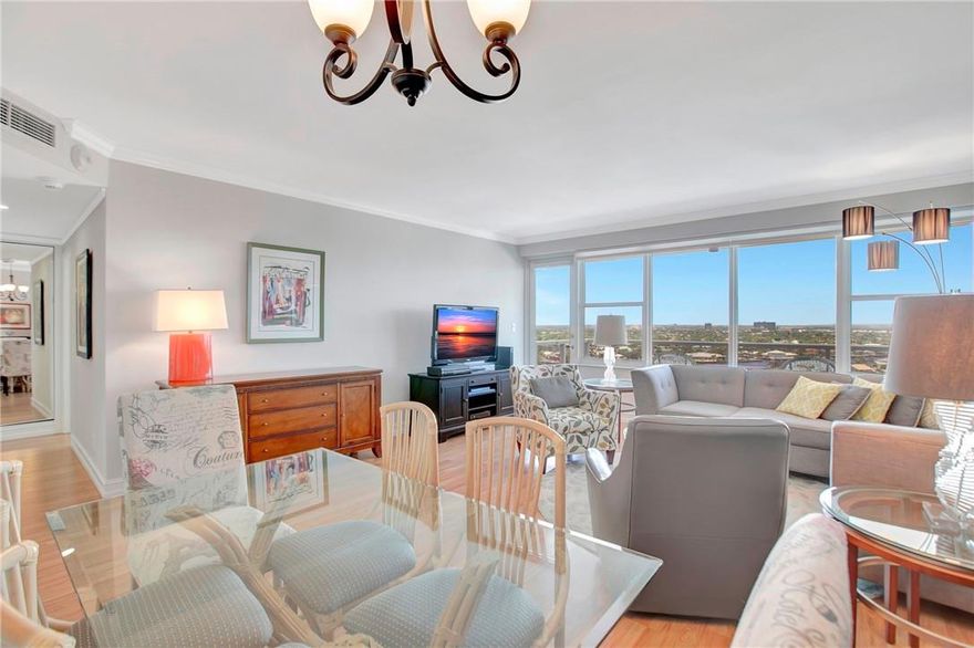 Next to the Beach! Enjoy the OCEAN and Intracoastal VIEWS from this 15th floor, tastefully updated, spacious one bedroom. Beautiful new kitchen with LG appliances, soft close cabinetry and stone countertops. New flooring throughout entire unit plus hurricane windows with custom blinds. Building sits on a 5 acre resort like setting and just completed a multimillion dollar renovation including glass balconies and a new roof in 2023. Fully funded reserves. 55+ co-op which owns the land.  Heated pool, bocce ball, round the clock security, fitness center, clubhouse on the intracoastal. In the middle of everything and a short drive to the airport.  Surrounded by restaurants, retail, entertainment, boating, diving, snorkeling, golf, casino's. Cash only, no renting.