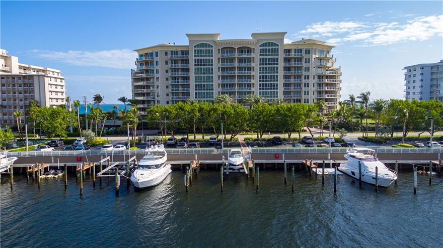 Captivating Ocean to Intracoastal views are yours from this expansive penthouse residence.Never before listed, this spacious oceanfront unit features a grand floor plan encompassing four bedrooms each en-suite with baths, a den and media room. Entering directly from the privately keyed elevator you're immediately spellbound by dramatic blue water views.Continuing onto the wrap-around open-air terrace you're met with 1,000 square feet of outdoor space. Private boat dockage available.