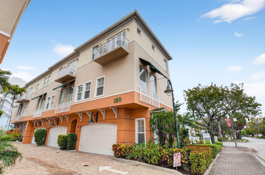 Rare chance to own a beautifully renovated corner townhome in Downtown Delray's most desirable and walkable locations, less than 2 blocks from Atlantic Ave and just a short stroll to the beach. This light filled 2BR/3BA with a 2 car garage offers an open layout perfect for year round living or an exceptional Florida retreat. The main level showcases living, dining, and kitchen spaces with soaring ceilings. Engineered hardwood flooring, marble countertops, and an abundance of natural light flowing in from all the windows. Upstairs, two spacious bedrooms offer comfort and privacy, and a charming private balcony off the master bedroom. Located in a boutique community close to Pineapple Grove, Old School Square, Delray Tennis Center - with the best restaurants & galleries Delray has to offer!