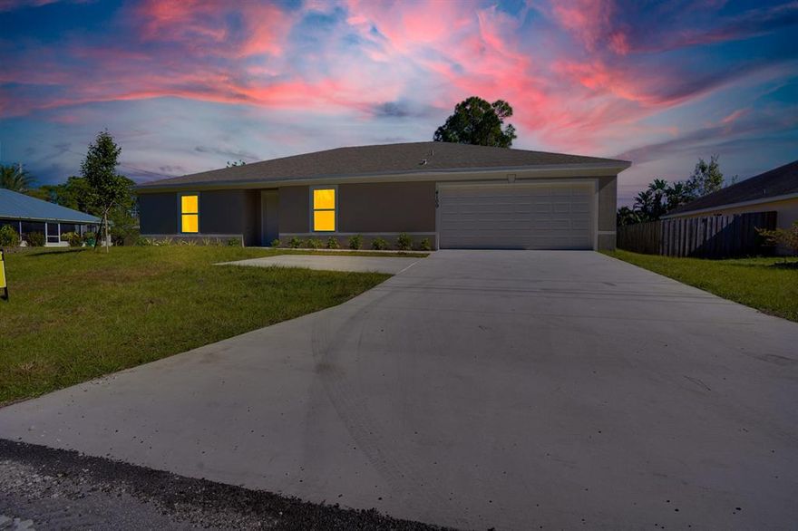 BRAND NEW CONSTRUCTION CBS HOME!!! Specious ,4+1 bedrooms, 2 bathrooms/ 2 car Garage-MAJESTIC model with  large backyard facing a small canal. Rare to find. MOVE IN READY!! Great location in Port Saint Lucie, near Becker rd and Tradition. Easy access to both 95 and Turnpike. Martin County is minutes away, with easy access to Palm city through Citrus blvd. Location, location, location! Oversized lot is ideal for outdoor living with plenty of room for the pool. This is a perfect house for a family with great backyard located in the middle of everything. Stainless steel appliances include stove, microwave and dishwasher.  Oversize laundry with plenty of room for washer & dryer and much more. Can close quickly. Be the first to live in your brand new house. Accepting back up offers!