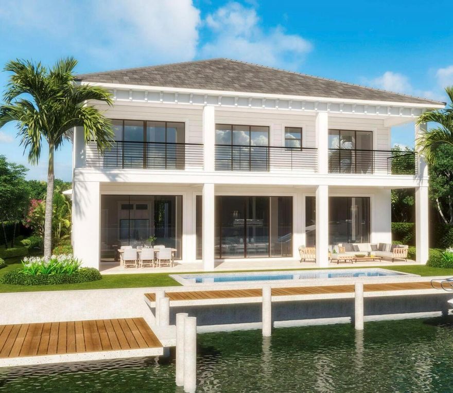 Waterfront new construction! This 5-bedroom + office, 5.1-bathroom CBS home offers 6,742 total square feet with 4,725 under air. Situated on a .36 acre lot with 80 feet of frontage on a deep wide water canal, this property provides direct ocean access with no fixed bridges.