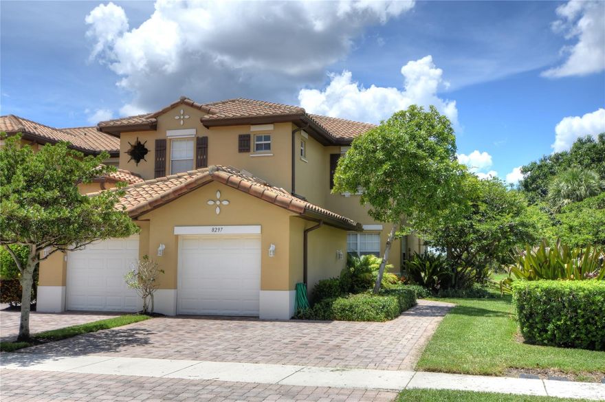 IMPECCABLE 1ST FLOOR, CORNER UNIT WITH GARAGE! LOVELY PRESERVE/SUNSET VIEWS FROM YOUR SCREENED PATIO WITH PRIVACY. SPACIOUS 3 BEDROOM2/BATH CONDO OFFERS SPLIT BEDROOMS, LARGE OPEN KITCHEN WITH GRANITE COUNTERS, FRESHLY PAINTED, NEW STAINLESS APPLIANCES, FULL SIZE WASHER/DRYER. BEAUTIFUL WOOD CABINETS AND PANTRY. TILE FLOORS IN LIVING AREAS, RICH LAMINATE IN BEDROOMS. SEPARATE DINING AREA WITH SLIDERS. ENSUITE OFFERS DOUBLE CLOSETS AND SPACIOUS BATH WITH DOUBLE VANITIES. ALL IN RESORT COMMUNITY OF HERON BAY. WALK TO COMMUNITY POOL OR ENJOY RENOWNED PLAZA DEL LAGO CLUB HOUSE, TENNIS AND ALL AMENITIES! PETS OK. A+ SCHOOLS! LANDORD TO PAY HOA COMMON AREA DEPOSIT ON BEHALF OF TENANT.