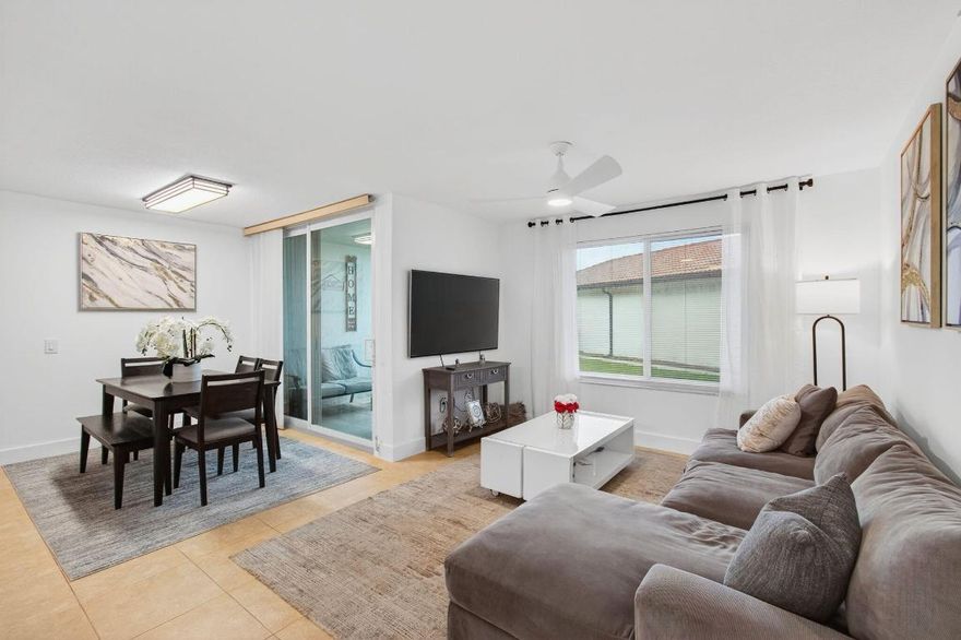 Welcome to Villa Del Sol, a pet friendly community! The current HOA shows $800/month, but this includes the seller's remaining special assessment of approximately $26,000. With a full-price offer of $309,000, seller will pay off the entire assessment at closing, reducing the HOA to approximately $569/month. This lower HOA covers building insurance, water/sewer, cable TV, landscaping, roof/exterior maintenance, and access to all amenities. Also, a rent back opportunity is available for 6 months. This beautifully maintained 3-bedroom, 2-bathroom first-floor condo offers a bright and spacious layout with brand-new kitchen appliances and backsplash, freshly painted interior, new baseboards, and 6 mo old washer and dryer. Open floor plan with large living area. Great covered patio to enjoy the beautiful weather. Plenty of parking for you and your guests. Impact windows throughout. Relax and enjoy the community's resort-style amenities, including a heated pool, spa, clubhouse, fitness center, indoor basketball and racquetball courts, playground, billiards room, and BBQ area.
Plenty of parking for you and your guests. Impact windows throughout. Relax and enjoy the community's resort-style amenities, including a heated pool, spa, clubhouse, fitness center, indoor basketball and racquetball courts, playground, billiards room, and BBQ area.

This home also features a covered patio, providing a serene outdoor space to enjoy the Florida weather. Nestled in a quiet, well-kept gated community off of Federal Highway, this home is just minutes from I-95, shopping, dining, downtown Boynton and Delray Beach,Ocean Front Park & Beach, offering the perfect blend of convenience and South Florida lifestyle. On site management. New landscaping. Roof is 2008. A great investment as you can rent 2x a year with a 90 day minimum. Reserves are in great standing with no foreseable assessments. Perfect for everyday living, entertaining or rentals.