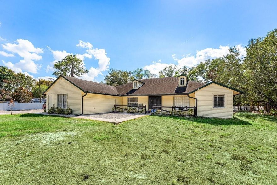 Enjoy peaceful newly renovated private country oasis with the convenience of nearby amenities. with NO HOA. Immaaculate 5 bedroom 2 bath, split bedroom home with vaulted ceilings located on over an acre.  NEW heated saltwater pool includiung waterfall, umbrella sleeve, NEW front and bank fence, NEW Reverse Osmosis Water Filtration, NEW 5 ton AC, NEW Water Heater, New  Dishwasher..  New Open Kitchen includes open counter w breakfast nook.  You will feel like you are home the minute you enter.   Property has been impeccably maintained just waiting for you to enjoy. Substantially maintained and upgraded home..4  bedroom plus den