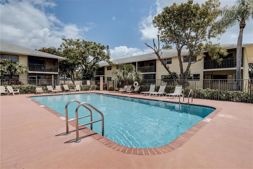 Newly remodeled, first floor, 2bedroom/2 bath condo has granite counter tops, new stainless steel kitchen appliances, tile floors throughout, tiled baths with full size washer/dryer in unit and private storage locker are some of the features describing this lovely condo. This corner unit is light and bright with many windows and great views of the tropical gardens and pool that is steps from your screened lanai. Sherwood Gardens is an all age permitted, 36 condo complex that is pet and investor friendly, allowing leasing of your property without a waiting period. The quiet location is great. Only a few blocks to restaurants, groceries, shopping, public transportation, I-95 and only 1 mile from the beautiful Del Ray Beach.