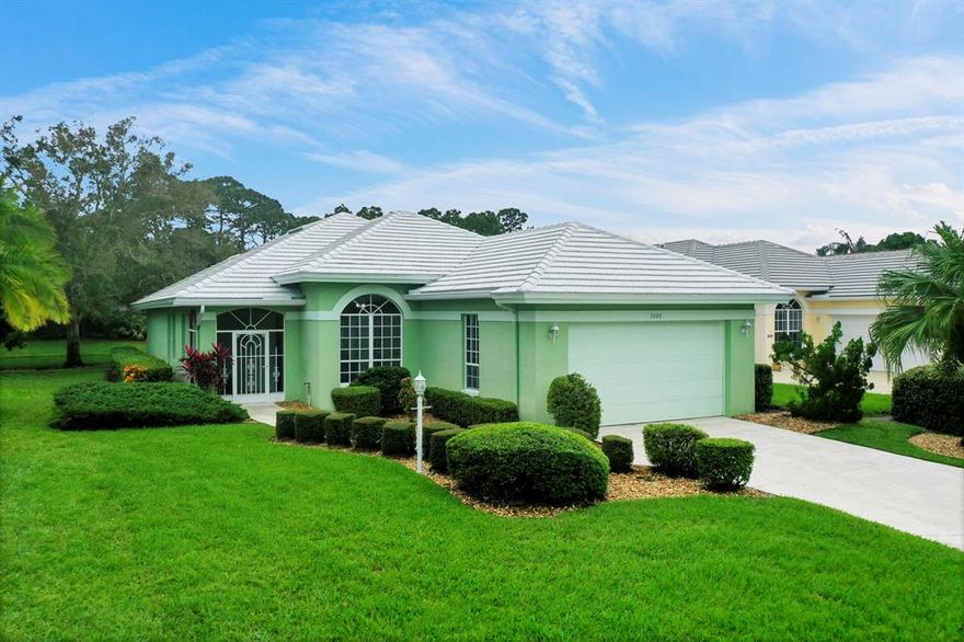 New roof and new flooring (2019) in this charming, light and bright 3 BR 2 bath home on the quiet side of PGA Village.  Enjoy the water view from most rooms in the house.  Kitchen has white cabinets, updated granite and backsplash and SS appliances. Beautiful bay windows in the Master BR and kitchen nook.  Large master bath has tub and remodeled, frameless shower.  Most rooms have been freshly painted.  AC 2017. Home comes with a home warranty, (FPL Home).   PGA Village has many amenities in the Island Club.  Non manadatory golf, tennis and social memberships are close by and available as is pay-as -you play golf. Restaurants, medical facilities and shopping are also close by to this lovely community.