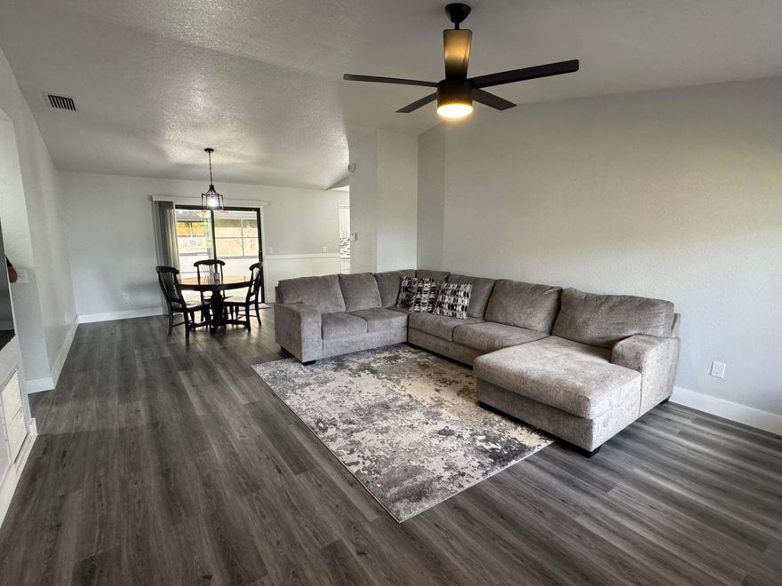 Beautifully renovated 3-bedroom, 2-bath single-family home offering comfort, style, and charm in a quiet, family-friendly neighborhood with great schools and no HOA. This inviting residence features a new roof and brand-new washer and dryer, new kitchen and bathrooms adding both value and convenience. The spacious layout is perfect for a small family to enjoy, with a warm and welcoming feel throughout. Step outside to a huge private backyard adorned with mango and avocado trees, creating a peaceful outdoor retreat ideal for relaxing or entertaining. No pets allowed.