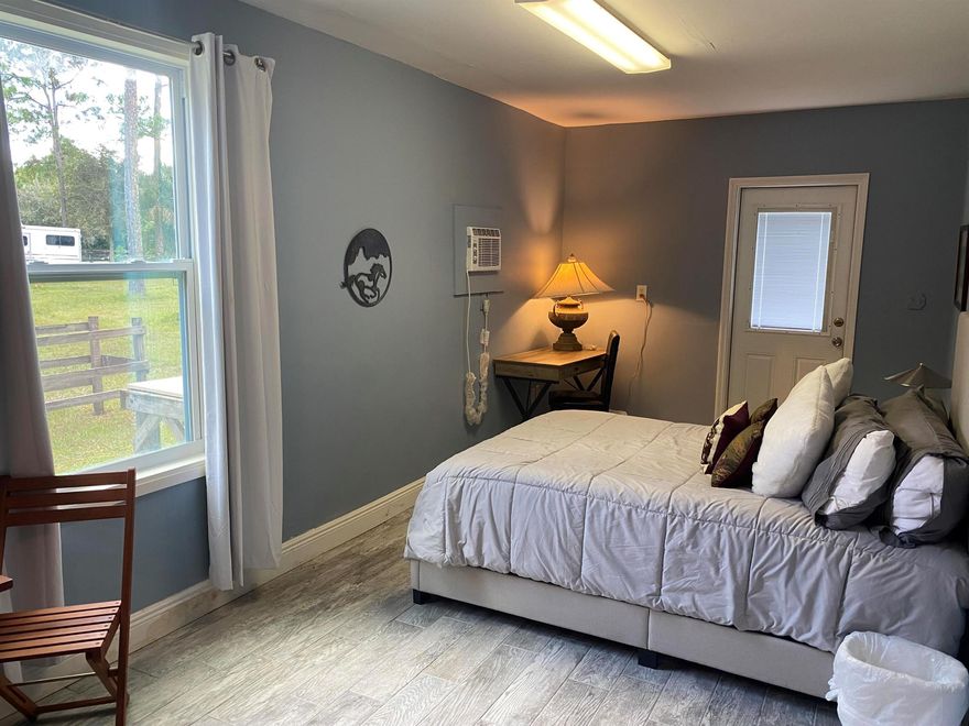 Equestrian delight! Seasonal/Annual studio apt. Live w/your horse on 14 Ac farm on B Rd in Lox. Groves minutes from PBIEC/WEF!  (Options for partial board or dry stalls). Features: Newly  constructed cover over 20mx40m GGT footing warm-up arena + separate XLg all-purpose arena w/non-flooding bouncy screening sand/clay w/flat grass footing + trails & shaded paddocks. Studio has full bath, queen thermopedic bed, desk, kitchenette w/refrigerator, convection & toaster oven. +$50/mo for electric,. Water/shared use of laundry included. Hotspot recommended for Wifi. Private gate to enter farm, park by entrance. No smoking on premises. An animal sanctuary-no guests allowed. Small pet considered on case-by-case basis. No cats due to allergies. Harmonize w/your horse, Owner is an animal psychic.