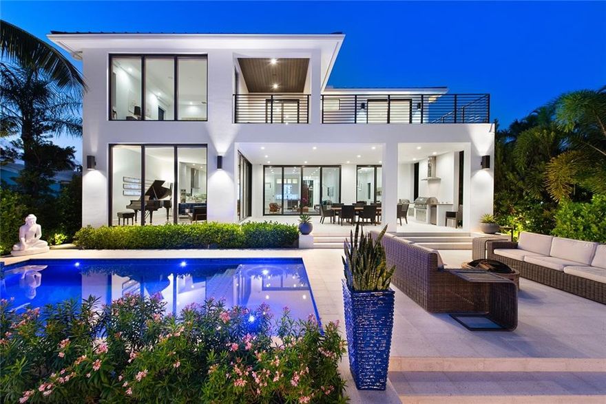2018 New construction Custom Rio Vista Waterfront estate. Stunning Transitional Modern Home with 5 Bedrooms 5 1/2 Bathrooms.  Large open floor plan with the finest finishes.  Huge covered patio with outdoor summer kitchen  with beautiful custom shell pavers, &  pebble finished pool with Infinity spa.   Best outdoor living in South Florida.  Enjoy your Gourmet kitchen, Custom cabinetry, Surround Sound, Elevator, 50 yr. Metal roof, Electric gate, fenced in yard with Lush landscaping. Dock your boat on your 70 ft concrete dock & minutes to the inlet. Location, Location, Location.  Minutes to Las Olas, shops, restaurants, beach, airport, and Yacht Club. A must see. 2018 New construction Custom Rio Vista Waterfront estate. Stunning Transitional Modern Home with 5 Bedrooms 5 1/2 Bathrooms.  Large open floor plan with the finest finishes.  Huge covered patio with outdoor summer kitchen  with beautiful custom shell pavers, &  pebble finished pool with Infinity spa.