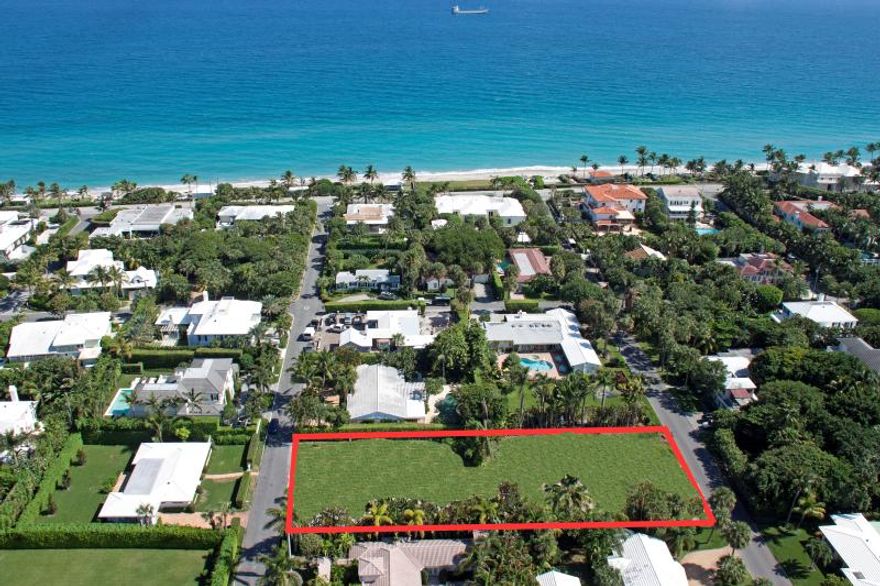 In the hot North End of Palm Beach Island exists this very rare opportunity to create all of one’s dreams: Close to the Beach, Beach Access, Oversized Street, 2 Street Lot. Endless opportunities with this 100 x 250 lot, can have one of the last huge lots (totaling over 26,000+/- SF) or have 2 build-able lots of 100 x 125 each. Only 4 houses off the beach.
Renderings are what could possibly be built on total lot. Plans for 10BR/10.3BA, Exercise Room, Message Room, main house 6BR/6.2BA, separate guest house with 4 car garage, 4/4 guest house, garages and main house on separate streets, a very rare opportunity. Plans are subject to PB Town code and zoning, asking price does not include permits or building plans.