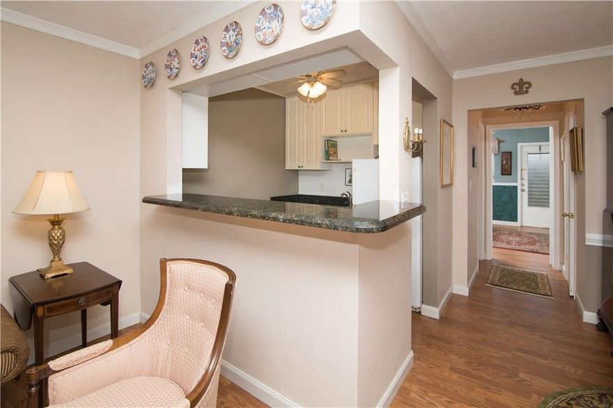 ONE BEDROOM ONE BATH WITH UPDATED KITCHEN,GRANITE COUNTER TOPS,CROWN MOLDING,LAMINATE WOOD FLOORS, PARKING SPOT IN FRONT OF UNIT. THIS UNIT IS LOCATED IN AN AREA THAT IS QUIET RESIDENTIAL  55+ COMMUNITY. 10 MINS BY CAR TO THE BEACH,WALK TO RESTAURANTS,STORES,TRANSPORTATION NEAR. THIS UNIT IS GREAT FOR SEASONAL RENTERS OR YEAR ROUND RESIDENTS. LIVE THE FRACTION OF THE COST,JUST BRING YOUR CLOTHES AND TOOTHBRUSH! RELAX IN THE POOL STEPS AWAY FROM YOUR FRONT DOOR .