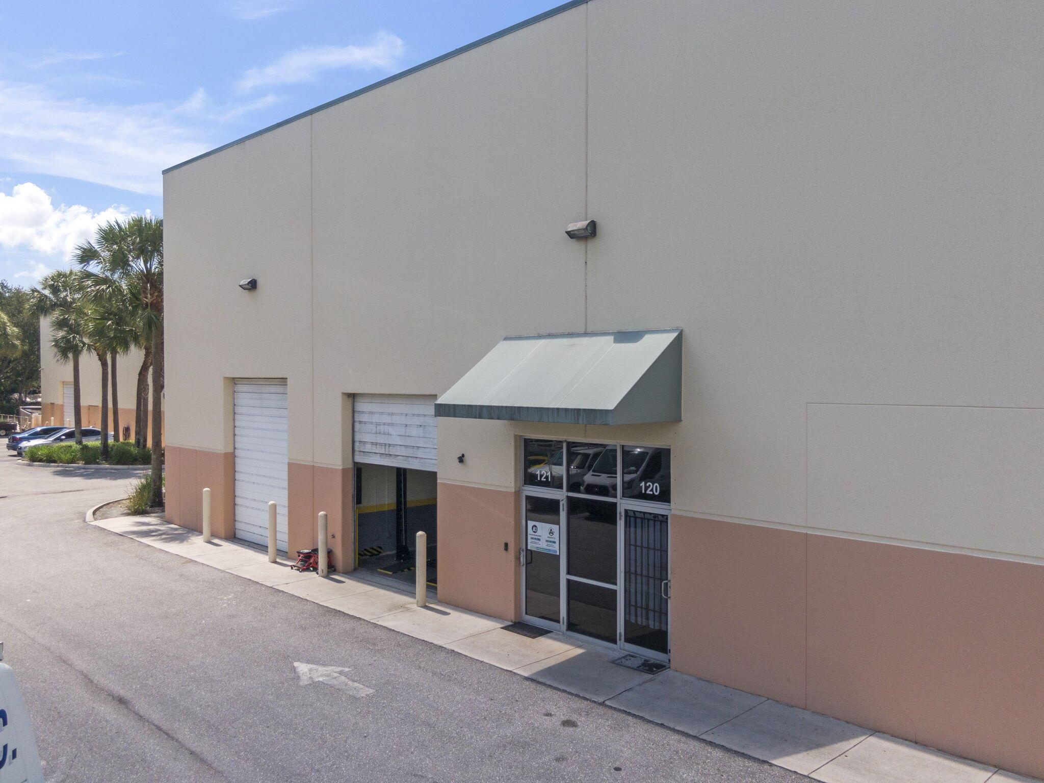 Excellent Opportunity in Prime Location! Centrally located 1,500 SF condominium warehouse with additional mezzanine storage. Features include two furnished offices, upgraded bathroom, kitchen area, private entrance, and roll-up garage door. Recently replaced roof. Sale includes car lift, four recliners, retro-style top freezer refrigerator, three flat-screen TVs (upstairs), two Husky drafting tables, and two office chairs. Conveniently located off Military Trail, just south of Bee Line Hwy (SR710), with easy access to I-95 and the Florida Turnpike. Ideal for a variety of business uses. Easy to show by appointment.