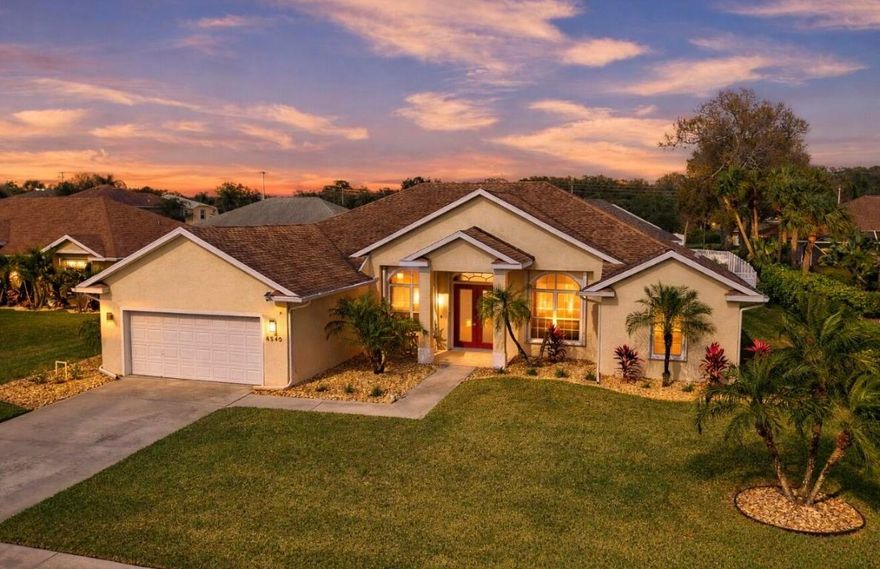 Beautiful retreat is ready to welcome you home. Situated on quiet cul-de-sac in desirable, gated Oak Chase, Vero Beach. Modern & inviting home features updated kitchen w/quartz counters, soft-close cabinets & S/S appliances. Split 4-bd, 3-ba. layout offers high ceilings & lots of natural light. Spacious primary suite w/WIC & updated bath w/dual sinks & spa-like dual showers. Practical upgrades: screened lanai for year-round gatherings, 2-CG w/epoxy floors, garage door screen, water purification system, accordion shutters, and wired f/security system & portable generator. Centrally located!