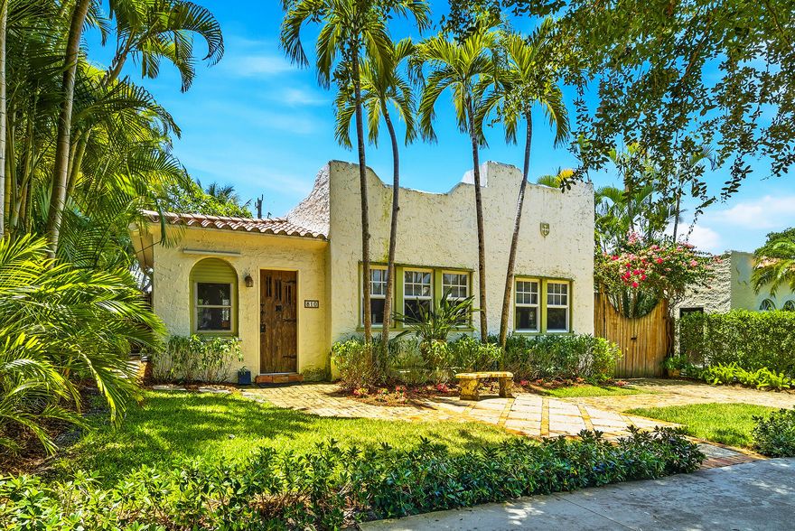 Oh, so charming 1926 Spanish Mission with pool and guest cabana! 810 Avon Road is a lovingly renovated compound in historic Flamingo Park with graceful style and high-end finishes. You enter through the Pecky Cypress door into a light and bright Florida Room which then spills into the living areas with original hardwood flooring. The living room has a lovely fireplace as its focal point with plaster details and a stately mantel. A formal dining room boasts French Doors leading to the outdoor deck and summer kitchen - a perfect area for al fresco dining. The kitchen is updated with clean lines, slow close cabinetry, open shelving and quartz countertops.  The five-burner gas cooktop has a hood for ventilation and there is also an electric double wall oven with smart features. The Thermador smart refrigerator is WiFi enabled and a dual zone wine fridge keeps both your reds and whites at proper temperatures. LG ThinQ front loading washer and dryer.  The main house has two bedrooms and a renovated bath with a multi-head shower with marble surround and glass door. The spacious family room has two sets of French Doors leading out towards the pool. It has Saltillo tile and built-in bookshelves including one that is a secret door to an adorable green powder room.    Out back is a beautifully landscaped tropical paradise complete with a heated pool and spa.  The palm-lined patio has multiple areas for sitting and lounging by the pool and a private outdoor shower. Behind the pool area is a cabana that is perfect for guests and complete with a full bath that has a marble double sink area, smart toilet and shower with rainfall head. The cabana closet has a full storage system. The yard is fully fenced, and the drive is Chicago Brick with a gate you can open if you want to pull your cars in.  Note: one of the owners is a licensed real estate agent in the state of New York.  One of the very best historic neighborhoods in all the area, Flamingo Park has old school charm with gorgeous architecture from the 1920s and hills from a coastal ridge that give it elevation and topography that is unusual in Florida. Even with the classic neighborhood feel, you are surprisingly close to downtown - an easy bike ride - and the waterfront and all that West Palm has to offer. You are only a few miles to the beach and Worth Avenue and less than that to the airport. You are blocks to top restaurants like Grato, Table 26 and Hive. Only about a mile to the Norton Museum and the Ann Norton Sculpture Gardens or the Armory Art Center and Howard Park. This neighborhood feeds to the ever-popular Palm Beach Public School on the island and you are also near private alternatives like the Greene School and Palm Beach Day Academy. The amazing shops along S. Dixie, great things to do, and a friendly atmosphere are just a few of the reasons why so many people love Flamingo Park.
