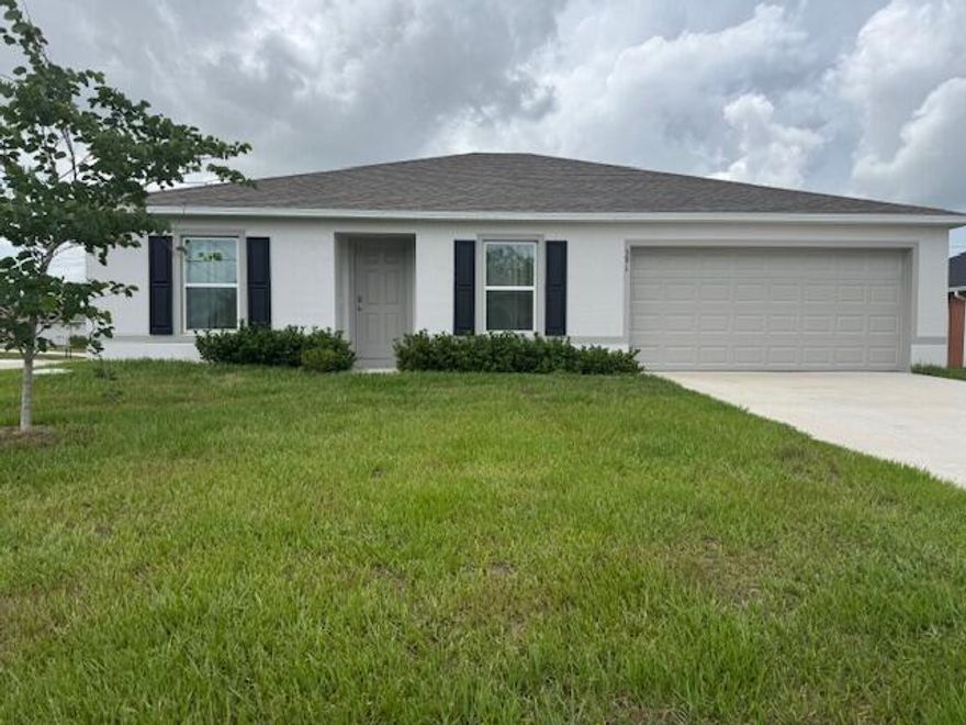 Foxtail model, Holiday Builders, built in 2024. Located on a corner lot with 3 bedrooms, 2 car garage, energy efficient appliances, inside laundry, split floorplan, light, bright and open. Pets considered on a case-by-case basis. No smoking. Great location to schools, shopping and restaurants. Convenient to I-95 and the Florida Turnpike.