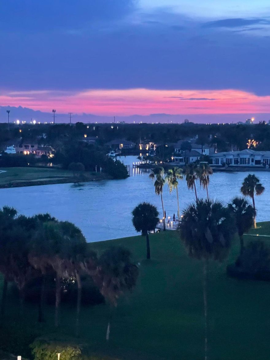 Intracoastal and golf course views await in this nicely remodeled 7th floor unit.  Open plan featuring granite kitchen counters, wood cabinets and stainless steel appliances.  Tile floors throughout, closet built ins, tankless water heater and more. Impact windows in the bedrooms and accordion shutters on the covered balcony.  Relax and watch the sunset and the passing boats from the balcony. Incl deed and covered parking space. The Gemini has obtained its milestone inspection and has many amenities not usually found in this price point. Heated community pool, mens and womens exercise facilities and saunas, newly redone day dock, library, waterfront picnic area with bbq grills, community room, billiard room, doorman, keyed entry lobby, gated resident parking, Tiki Hut, dog park and more