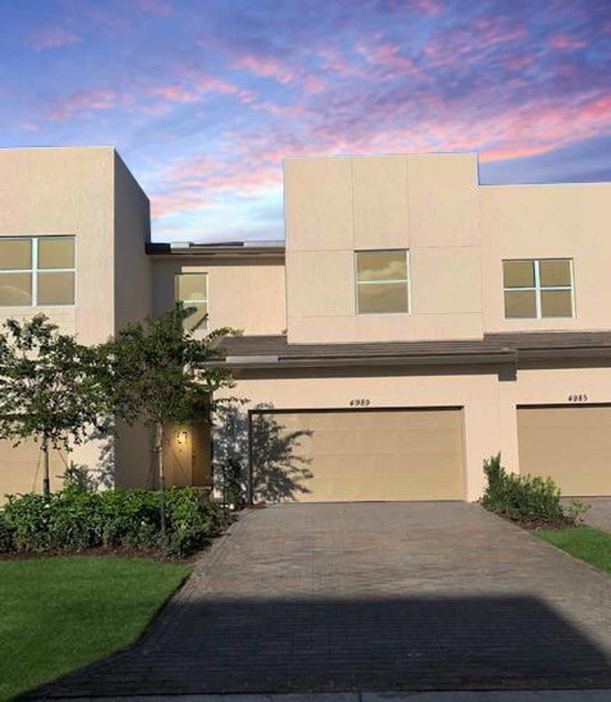 BEAUTIFUL ! NEWLY BUILT 2021* LUXURY TOWNHOME located in the New Community of ANDALUCIA. Experience this Modern 3 bdrms, 2.5 bath, 2 CG townhome featuring an Open Concept floor plan w/a formal entry and soaring ceilings. Upgraded finishes include Wood Cabinetry, Quartz C-tops, SS Appliances and BEAUTIFUL Wood designed tile on main floor. Upstairs leads to 3 spacious bedrooms and 2 baths, High ceilings, HUGE Laundry room and Beautiful Master Retreat w/ en-suite. All Impact Windows/ Doors for easy living. Wonderful amenities including pool, gym and open BBQ area. Gated entry, great schools and prime location close to shopping, dining and highways. Lawn care included. This is a MUST SEE!